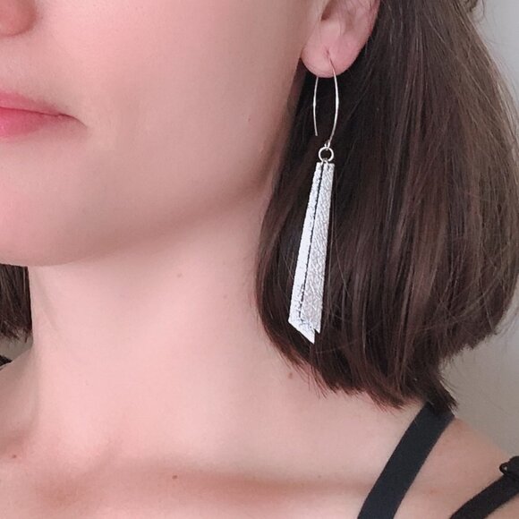 turquoise Leather Earrings - Picture 4 of 5